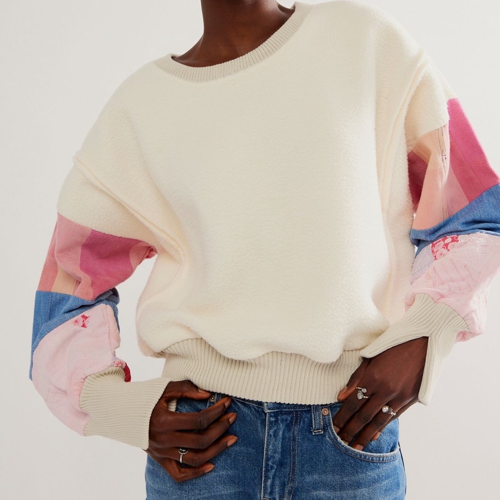 Free People Tricia Fix Cozy Cuff Crewneck Sweatshirt NWT size Large